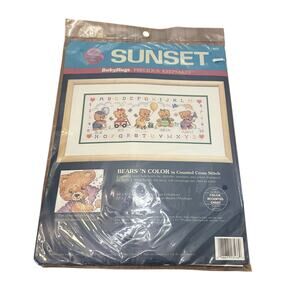 1993 Sunset Cross Stitch Bears and Color Baby Hugs ABCs 13566 New